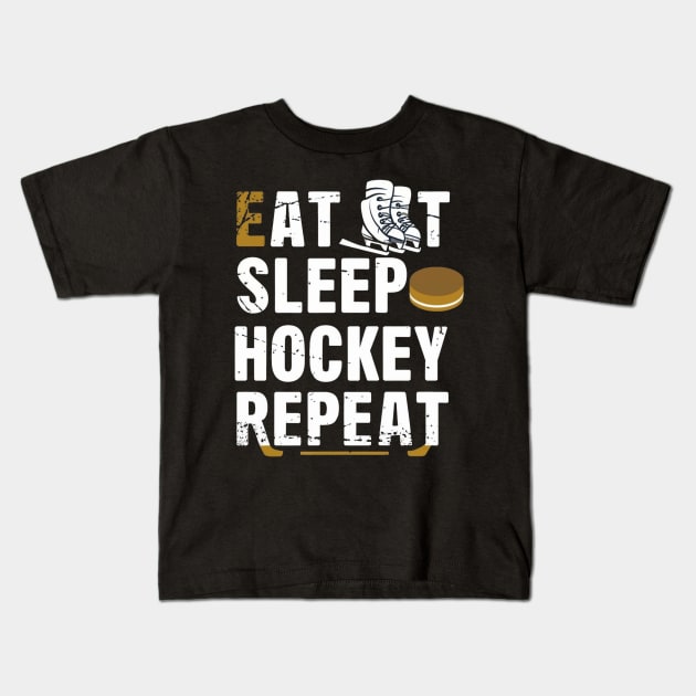 Eat Sleep Hockey Repeat Kids T-Shirt by Clouth Clothing 